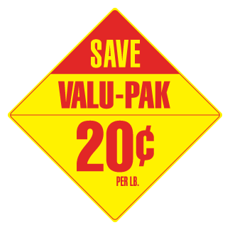 Value Pack Save 20¢ per lb. Label