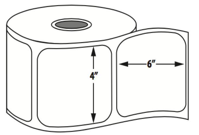 4” x 6” Direct Thermal Transfer Labels 1” Core