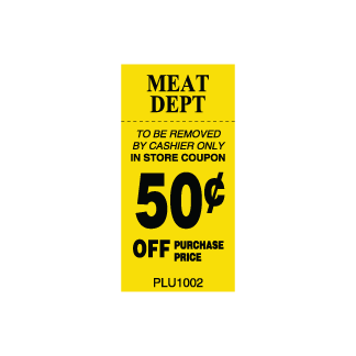 50¢ off Meat Dept. Coupon Label