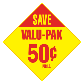 Value Pack Save 50¢ per lb. Label