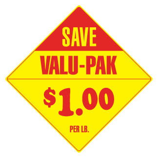 Value Pack Save $1.00 per lb. - Red on Yellow