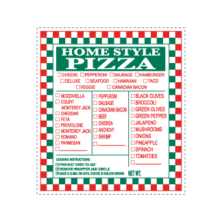 Homestyle Pizza Ingredients Label