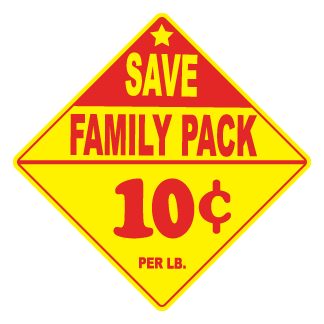 Family Pack Save 10¢ meat label