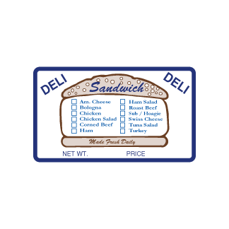 Deli Sandwich Item Check Off label