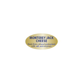 Monterey Jack Cheese  Blue on Gold Foil