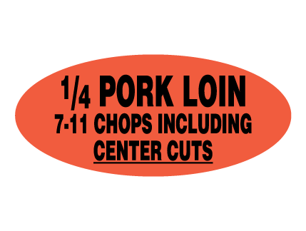 1/4 Pork Loin 7-11 Chops with Center Cuts meat label