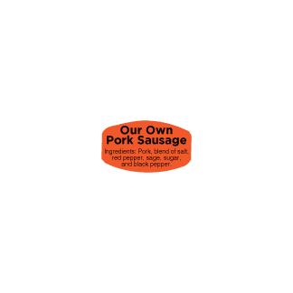 Our Own Pork Sausage-ingredients  Black on redglo