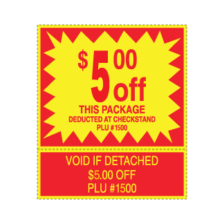 $5.00 off Package coupon label