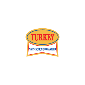 Turkey, Satisfaction Guaranteed - Yellow, Red & Blue on White