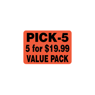 Pick-5 5 for $19.99 Value Pack  Black on Red Flourescent