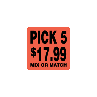 Pick 5 Items for $17.99 Mix or Match  Black on Red Flourescent