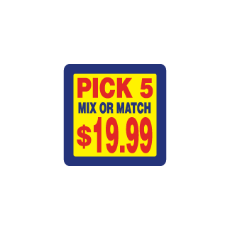 Pick 5 Mix or Match $19.99  Red, Blue & Yellow