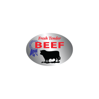 Fresh Tender Beef silver foil meat label