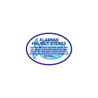 Alaskan Halibut Steaks meat label