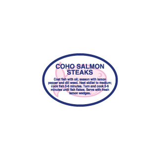 Coho Salmon Steaks fish meat label