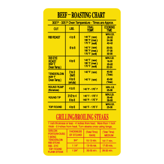Beef Roasting Chart meat label