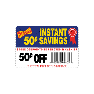50¢ off Coupon Label instant savings