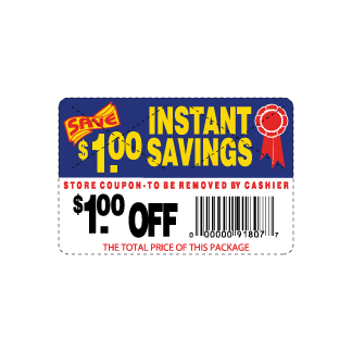 $1.00 off  Tamper Proof Perforation coupon label