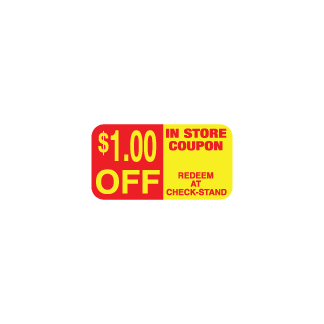 $1.00 off  coupon Yellow & Red label
