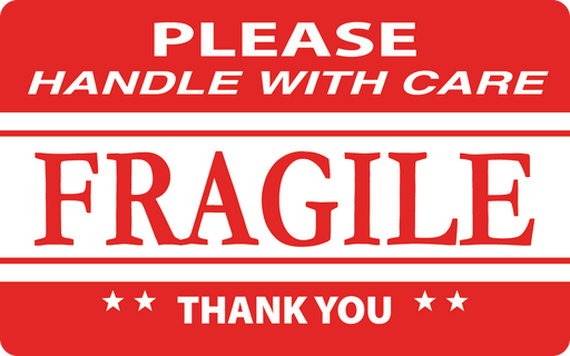 2.5" x 4" "PLEASE HANDLE WITH CARE FRAGILE" Label