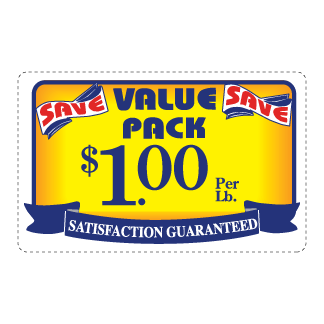 Save $1.00 - Blue, Red & Yellow on White