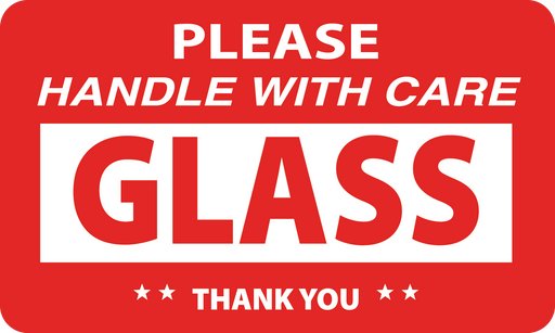 3" x 5" "PLEASE HANDLE WITH CARE GLASS" Label