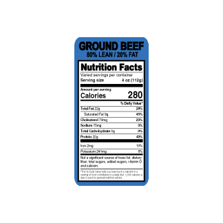 Ground Beef 80/20 Meat Label