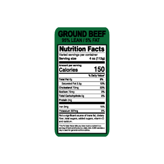 Ground Beef 95/05 Meat Label
