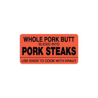 Whole Pork Butt Sliced into Pork Steaks Label